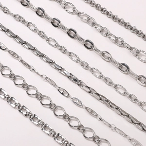Polished silver stainless steel jewelry chains set for DIY necklaces and bracelets making