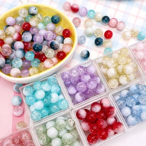 Crackle Glass Round Beads Loose Spacer Beads For DIY Jewelry Making Bracelet Necklace Handmade Accessories 8mm 10mm Multi-color