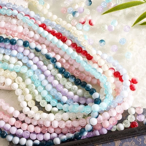 Vibrant crackle glass beads in pastel colors for DIY jewelry making necklaces and bracelets