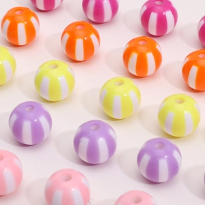 Detail showing 12mm watermelon stripe acrylic beads for DIY jewelry and crafts