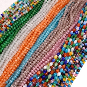 Colorful cat eye glass beads in round and olive shapes for DIY jewelry making