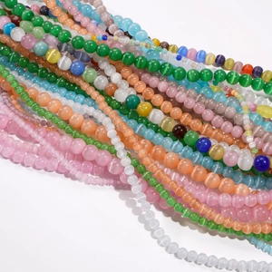 Vibrant cat eye stone beads for DIY jewelry making in various translucent colors