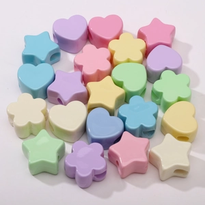 Colorful acrylic beads set including heart, star and flower shapes for DIY jewelry making