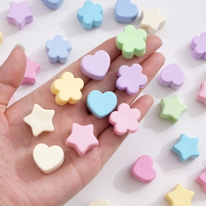 Colorful macaron acrylic star heart flower beads for DIY craft jewelry making