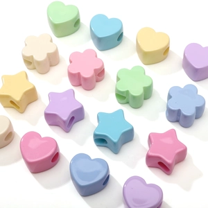 Acrylic macaron pastel beads in star, heart and flower shapes for DIY jewelry making