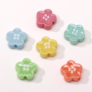 Colorful acrylic flower beads for DIY jewelry making in vibrant assorted pastel colors