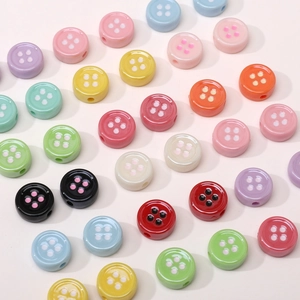 Colorful four-hole acrylic button beads in various pastel shades for DIY jewelry making