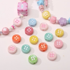 Colorful macaron acrylic beads set for DIY jewelry making including stars and flowers