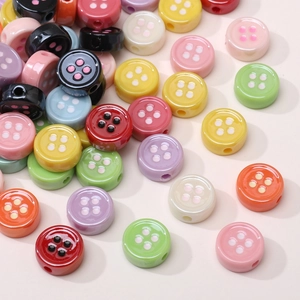 Colorful macaron acrylic button beads with four holes for DIY jewelry and crafts making