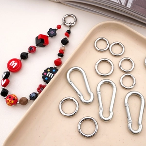 DIY colorful bead charms with stainless steel spring rings and pear-shaped carabiners