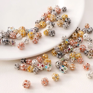 Kupfer Mikro Pave Strass Disco Kugel Perlen Metall Abstandsperlen Für DIY Schmuckherstellung Armband Halskette Zubehör Handwerk