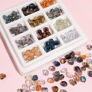 Faceted Glass Beads Oval Irregular Shape AB Plated Spacer Beads For DIY Bracelet Necklace Jewelry Making Handmade Accessories