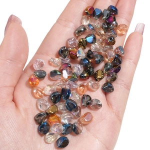 Irregular 7x8mm faceted glass beads in metallic and AB colors for DIY jewelry making