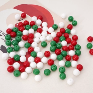 Red white and green glass pearl beads for Christmas DIY jewelry making and crafts