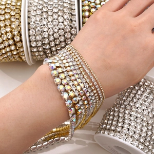 Sparkling crystal rhinestone cup chain in gold and silver finish for DIY jewelry crafts