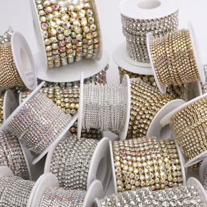 Copper Rhinestone Claw Chain DIY Jewelry Making Craft Accessory Electroplated Metal Cup Chain For Clothes Decoration