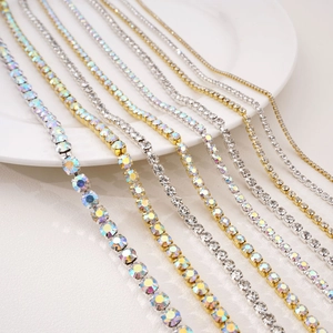 Sparkling crystal rhinestone claw chains in gold and silver finish for DIY jewelry crafting
