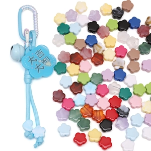 Kleurrijke acryl bloemkralen en blauwe bloemen hanger sleutelhanger voor DIY sieraden