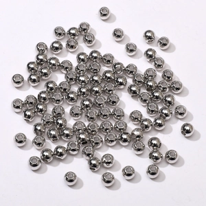 Polished silver metal round spacer beads for DIY jewelry making handmade accessories