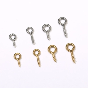 Tornillos de ojo de acero inoxidable oro y plata, cuatro tamaños para hacer joyas