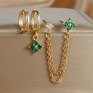 Detailed macro shot showing S925 hallmark on 18K gold plated tassel earrings set