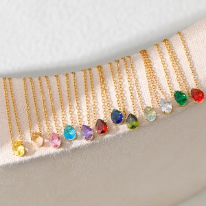 Détails de 12 colliers de pierres de naissance en forme de goutte plaqués or 18 carats de haute qualité