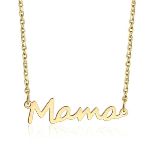 Polished gold Mama letter pendant necklace for women with a delicate link chain
