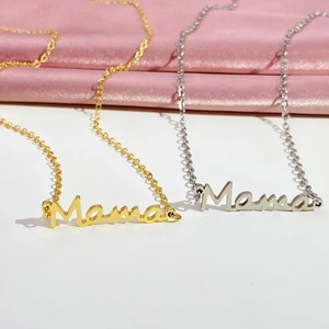 Minimalist gold and silver Mama letter pendant necklaces for Mother's Day gift set