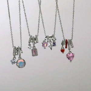Exquisite Süß Cool Herz Stern Eistüte Anhänger Halskette Kupfer Zirkonia Emaille Schlüsselbein Kette Für Damen Schmuck