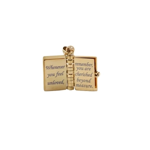Golden stainless steel book locket necklace with inspirational engraving for daughters
