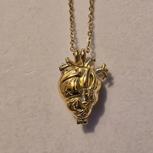 Collana Urna Cuore Anatomico per Ceneri Ciondolo in Rame Galvanizzato Gioielli Commemorativi Hip Hop Gothic Medaglione