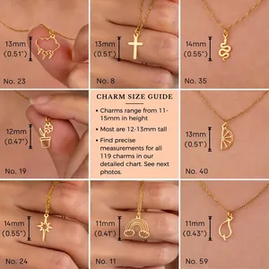 Guide des tailles de breloques en acier plaqué or 18K, motifs étoile et serpent