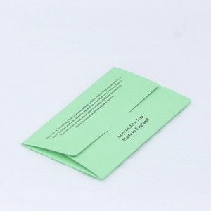 Polished silver cleaning cloth in light green envelope for jewelry care 10x7cm
