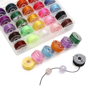 DIY jewelry making kit with 25 color polyester threads in a transparent storage box