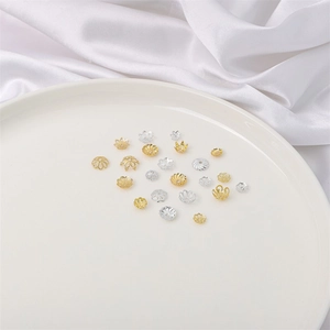 Copriperle a fiore in oro e argento 14k per creazione gioielli fai-da-te e collane