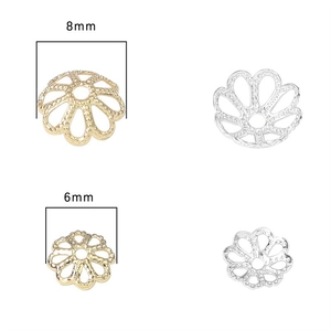 Copriperle a fiore in oro 14k e argento da 6mm e 8mm per creazioni di gioielli fai da te