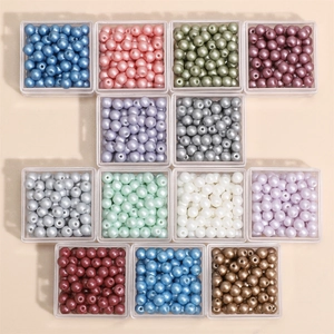 Assorted 4mm premium glass pearl beads in multiple colors for DIY jewelry making
