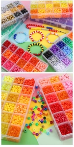 DIY colorful pony beads set with storage box and alphabet charms for handmade jewelry