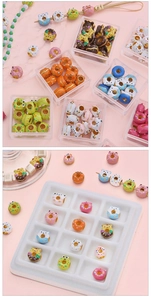 Macro de perles donuts animaux colorés avec finition émail pour la création de bijoux DIY