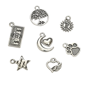 Vintage Silberlegierung Anhänger Set mit Lebensbaum und Sternen für DIY Schmuckherstellung