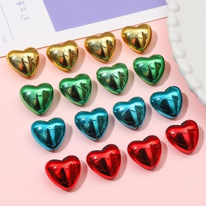 Verchroomde hartvormige acryl kralen in kerstkleuren voor DIY sieraden maken