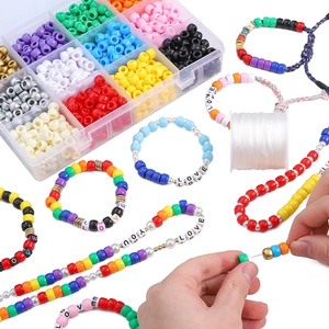 Πολύχρωμο σετ χαντρών DIY σε κουτί 15 θέσεων με ελαστικό νήμα για κατασκευή κοσμημάτων