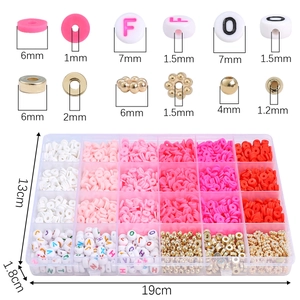 Detail view of 24-grid DIY jewelry kit showing bead sizes and storage box dimensions