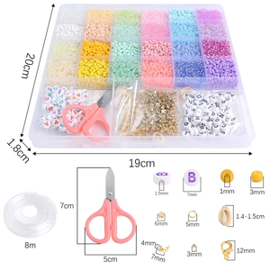 24-grid DIY jewelry making kit with 3mm seed beads letter beads and craft tools