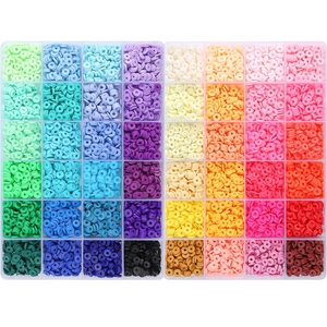 48-farbiges 6mm Heishi-Tonperlen-Set in zwei 24-Fach-Boxen für DIY-Schmuckherstellung