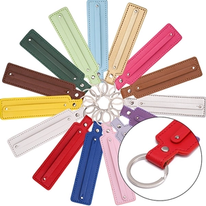 Solid Color Leather Keychain Handmade DIY Minimalist Bag Pendant Accessory With Metal Ring And Rivet Gift Material
