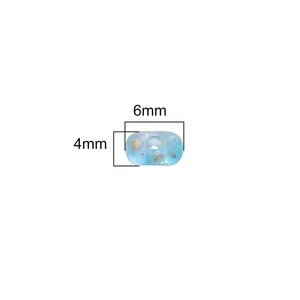 Perla di arachidi azzurra traslucida con foglia d'oro 4x6mm per gioielli fai da te
