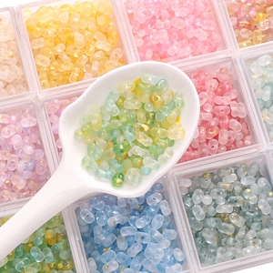 Perle in Acrilico a Forma di Arachide Smerigliate con Scaglie di Foglia d'Oro Colori Macaron per Creazione Gioielli Fai da Te Accessori