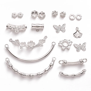 Silver Alloy DIY Jewelry Accessories Hollow Lotus Butterfly Ginkgo Leaf Bamboo Joint Pendants For Necklace Bracelet Making