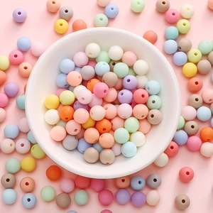 Mix of 8-10mm matte acrylic macaron round beads for DIY jewelry and necklaces